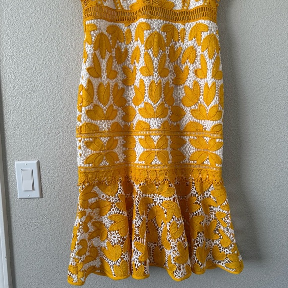 Saylor Revolve Kaiya Yellow White Crochet Lace Dress Midi Dress Large - Picture 12 of 16